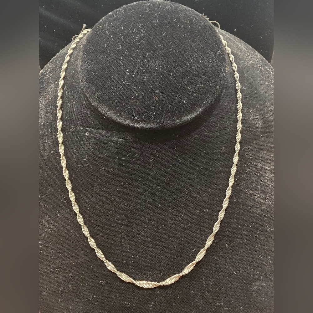 925 Sterling Silver ITALY 20" Spiral Twist Chain Necklace 6.82gm